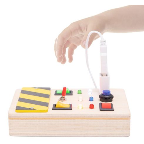 Fa Foglalat Tábla Oktatási Led - Es Kapcsolgatós Játék Finommotorikus Edzés