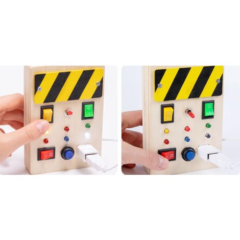 Fa Foglalat Tábla Oktatási Led - Es Kapcsolgatós Játék Finommotorikus Edzés