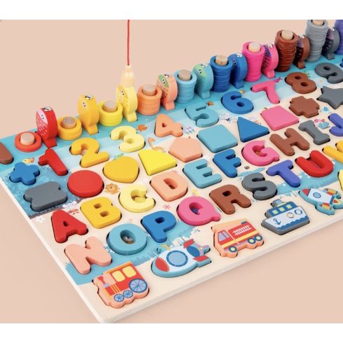 Fish&count Montessori Oktató Fa Matematikai Játék- Járművek A Díszítő Sorban
