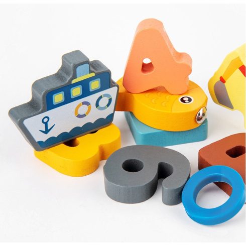 Fish&count Montessori Oktató Fa Matematikai Játék- Járművek A Díszítő Sorban