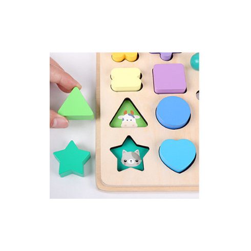 Montessori Gyöngy Mozaik És Horgászós Többfunkciós Clip Beads Fa Fejlesztőjáték