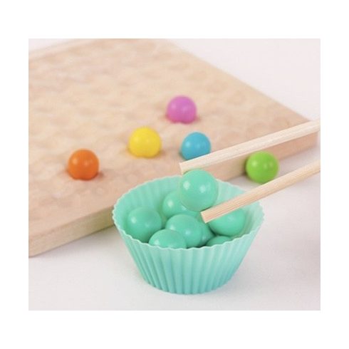 2 Az 1 Ben- Montessori  Szivárvány Színű Gyöngyök Oktató Játék Clip Beads Készségfejlesztő Fajáték