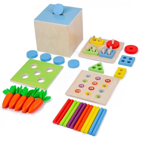 Montessori 6 Az 1-ben Intelligencia Doboz Készségfejlesztő Játék