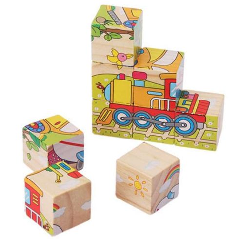 Állatos Fa Kocka Puzzle 6 Az 1 - Ben