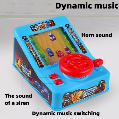 Interaktív, Készségfejlesztő Autóverseny Szimulátor Gyerekeknek Kormánykerékkel, Hang- És Fényeffektekkel 
