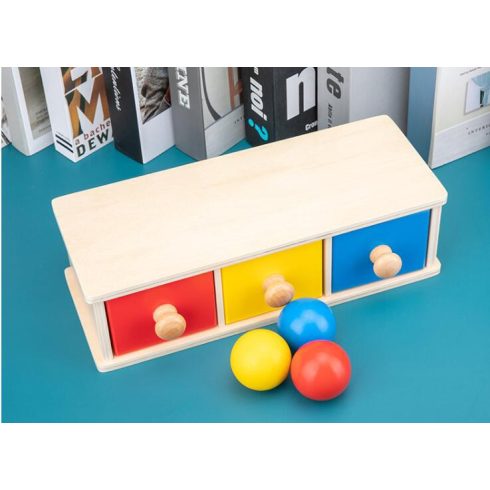 Montessori Doboz 3 Fiókok Három Rekeszes Doboz
