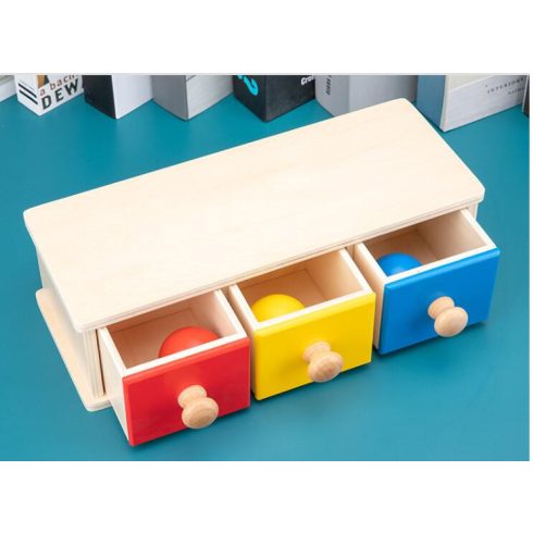 Montessori Doboz 3 Fiókok Három Rekeszes Doboz