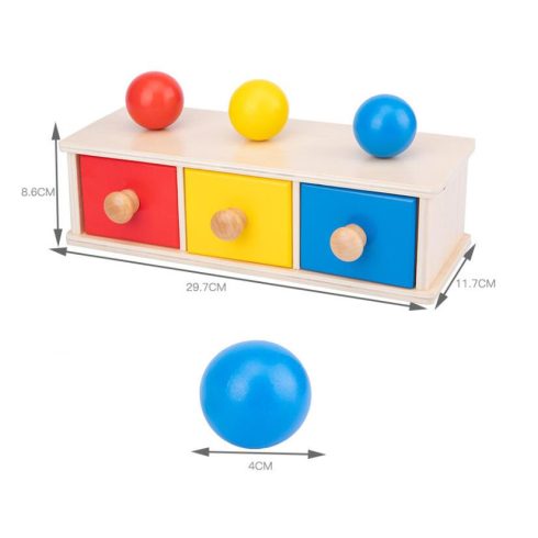 Montessori Doboz 3 Fiókok Három Rekeszes Doboz