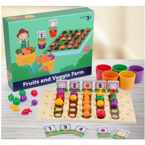 Gyümölcs- És Zöldségkert, Színforma Besorolás,színbesorolás Kupa Játékok Montessori Zöldségek Gyümölcsök Számlálás Forma Egyező Tanyasi Óvodai Játék