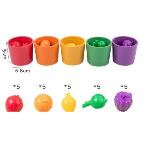 Gyümölcs- És Zöldségkert, Színforma Besorolás,színbesorolás Kupa Játékok Montessori Zöldségek Gyümölcsök Számlálás Forma Egyező Tanyasi Óvodai Játék