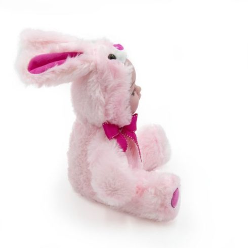  Síró, Nevető, Beszélő Baba Óriás Szempillával – Plüss Anyagú Nyuszis Jelmezben