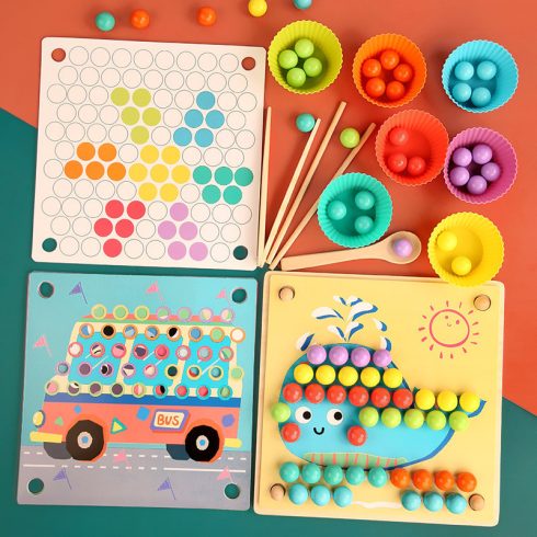 Montessori Készségfejlesztő Clip Beads Gyöngyös Játék