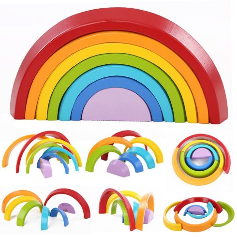 25.5cm Montessori Szivárvány Építő 7db
