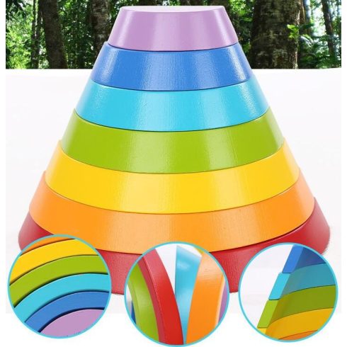 25.5cm Montessori Szivárvány Építő 7db