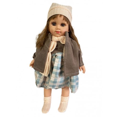 Gyönyörű Éneklő Hajasbaba Csinos Téli Szettben, Kötött Kiegészítőkkel – 40 Cm