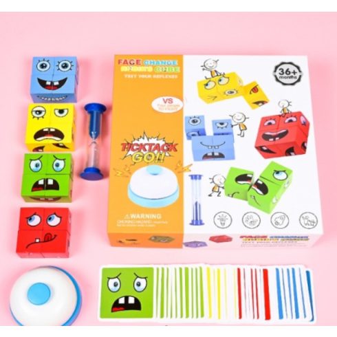 Nagy Méretű 2.5cm Kocka Készségfejlesztő Emojis Kirakó, Logikai Fejlesztőjáték Emoji Kocka Csengővel Homokórával