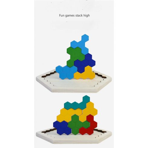 Hatszögletű Fából Készült Geometrikus Kirakós Játékok Sakktábla Montessori Játékok Oktatási Intelligencia Játékok 18.5cm
