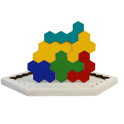 Hatszögletű Fából Készült Geometrikus Kirakós Játékok Sakktábla Montessori Játékok Oktatási Intelligencia Játékok 18.5cm