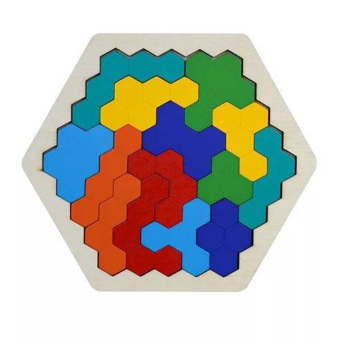 Hatszögletű Fából Készült Geometrikus Kirakós Játékok Sakktábla Montessori Játékok Oktatási Intelligencia Játékok 18.5cm