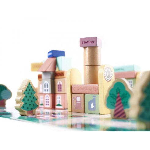 Fa Kockák -város Építőkockák 160db