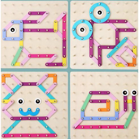 Nagy Montessori Kreative Geotábla Puzzle Fejlesztő Játék