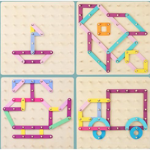 Nagy Montessori Kreative Geotábla Puzzle Fejlesztő Játék