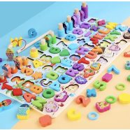   Fish&count Montessori Oktató Fa Matematikai Játék- Állatok A Díszítő Sorban