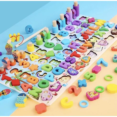 Fish&count Montessori Oktató Fa Matematikai Játék- Állatok A Díszítő Sorban