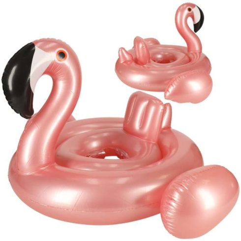Úszógyűrű, pontongyűrű gyerekeknek üléssel, strandgyűrű, flamingó, max 20 kg, 1-3 év, 60 cm