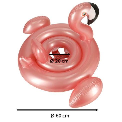 Úszógyűrű, pontongyűrű gyerekeknek üléssel, strandgyűrű, flamingó, max 20 kg, 1-3 év, 60 cm