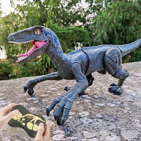 Távirányítós T-rex Dinoszaurusz 45cm Velociraptor Távirányítós Játék Dínó Élethű Hanghatásokkal