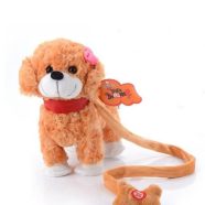   Sétáló, Zenélő, Ugató Barna Kutya – Pórázzal Vezethető Kutyus