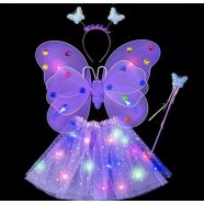   VilágÍtó pillangó jelmez fejpánttal es varázspálcával lila