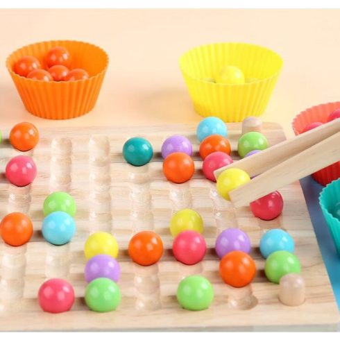 2 Az 1 Ben Montessori Szivárvány Színű Gyöngyök Oktató Játék Clip Beads Készségfejlesztő Fajátékok