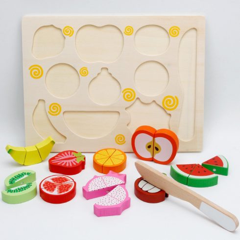 Gyümölcs Vágott Montessori Gyümölcs Szeletelő Puzzle 30x22,5cm 