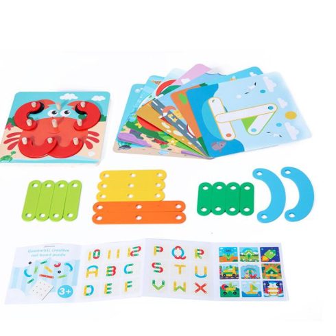  Montessori Kreatív Geotábla Puzzle Fejlesztő Játék 