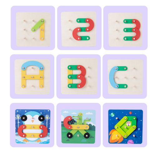  Montessori Kreatív Geotábla Puzzle Fejlesztő Játék 