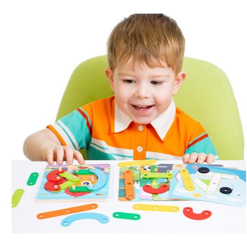  Montessori Kreatív Geotábla Puzzle Fejlesztő Játék 