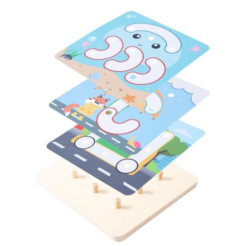  Montessori Kreatív Geotábla Puzzle Fejlesztő Játék 