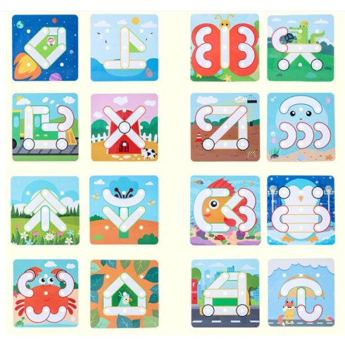  Montessori Kreatív Geotábla Puzzle Fejlesztő Játék 