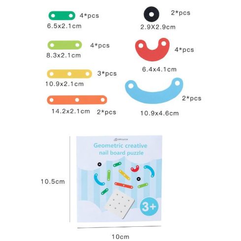  Montessori Kreatív Geotábla Puzzle Fejlesztő Játék 