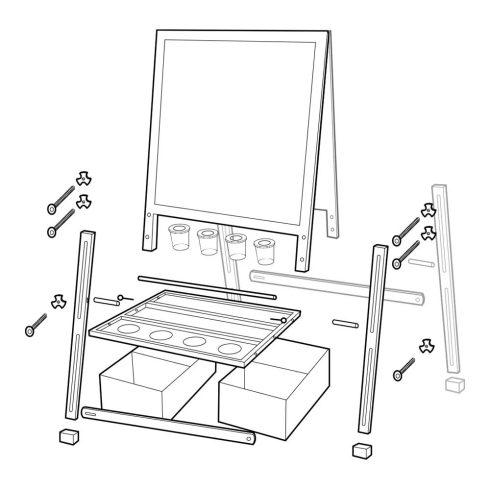 Többfunkciós Gyerek Rajztábla Kretatábla Állvánnyal, 130 Cm
