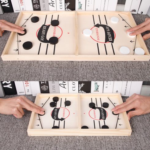 Parittyás Korongos Jégkorong Társasjáték Fából Készült Társasjáték Tablehockey gombfoci 56cm