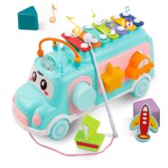   3 Az 1-ben Interaktív, Készségfejlesztő Zenélő Kisbusz Gyerekeknek 