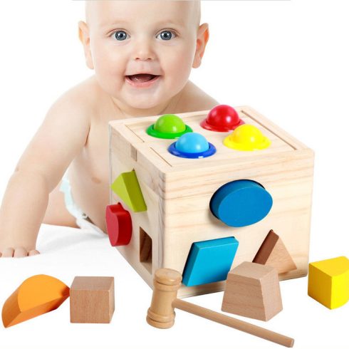 2 Az 1 Ben Fa Játékkalapács + Montessori Kalapács