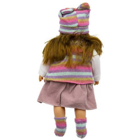 Gyönyörű Éneklő Hajasbaba Csinos Téli Szettben, Kötött Kiegészítőkkel – 40 Cm