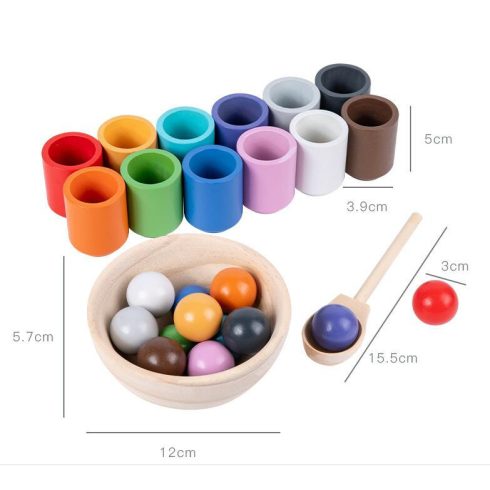 Montessori Szivárványgolyó És Csészék Színes Válogató Játékok Finom Motoros Oktatójáték 