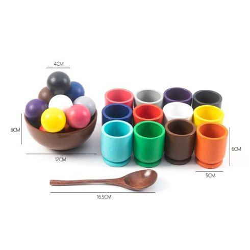 Montessori Szivárványgolyó És Csészék Színes Válogató Játékok Finom Motoros Oktatójáték 