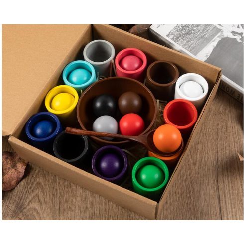 Montessori Szivárványgolyó És Csészék Színes Válogató Játékok Finom Motoros Oktatójáték 