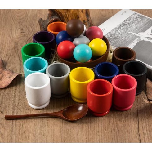 Montessori Szivárványgolyó És Csészék Színes Válogató Játékok Finom Motoros Oktatójáték 